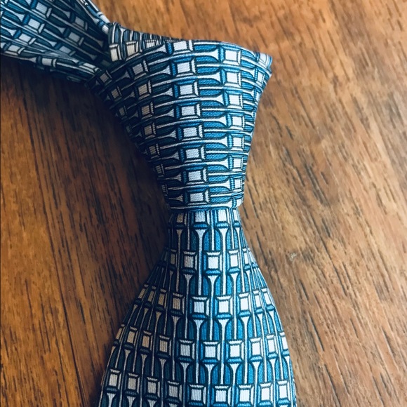 (SOLD) Hermes Authentic Blue Silk Tie - Picture 2 of 6